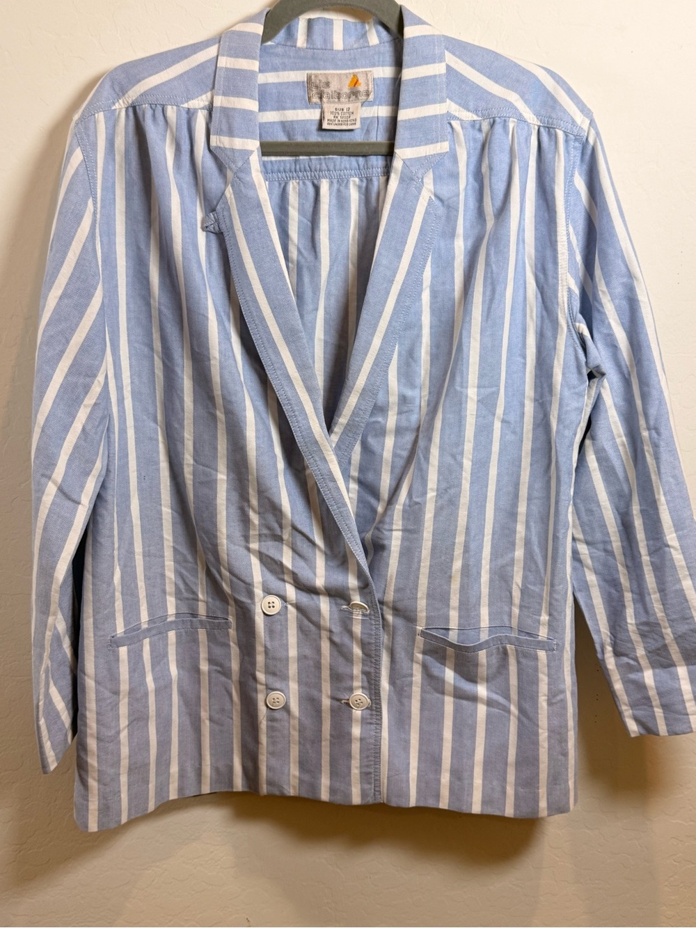Vintage Liz Claiborne Blue & White Striped Women's Blazer Jacket